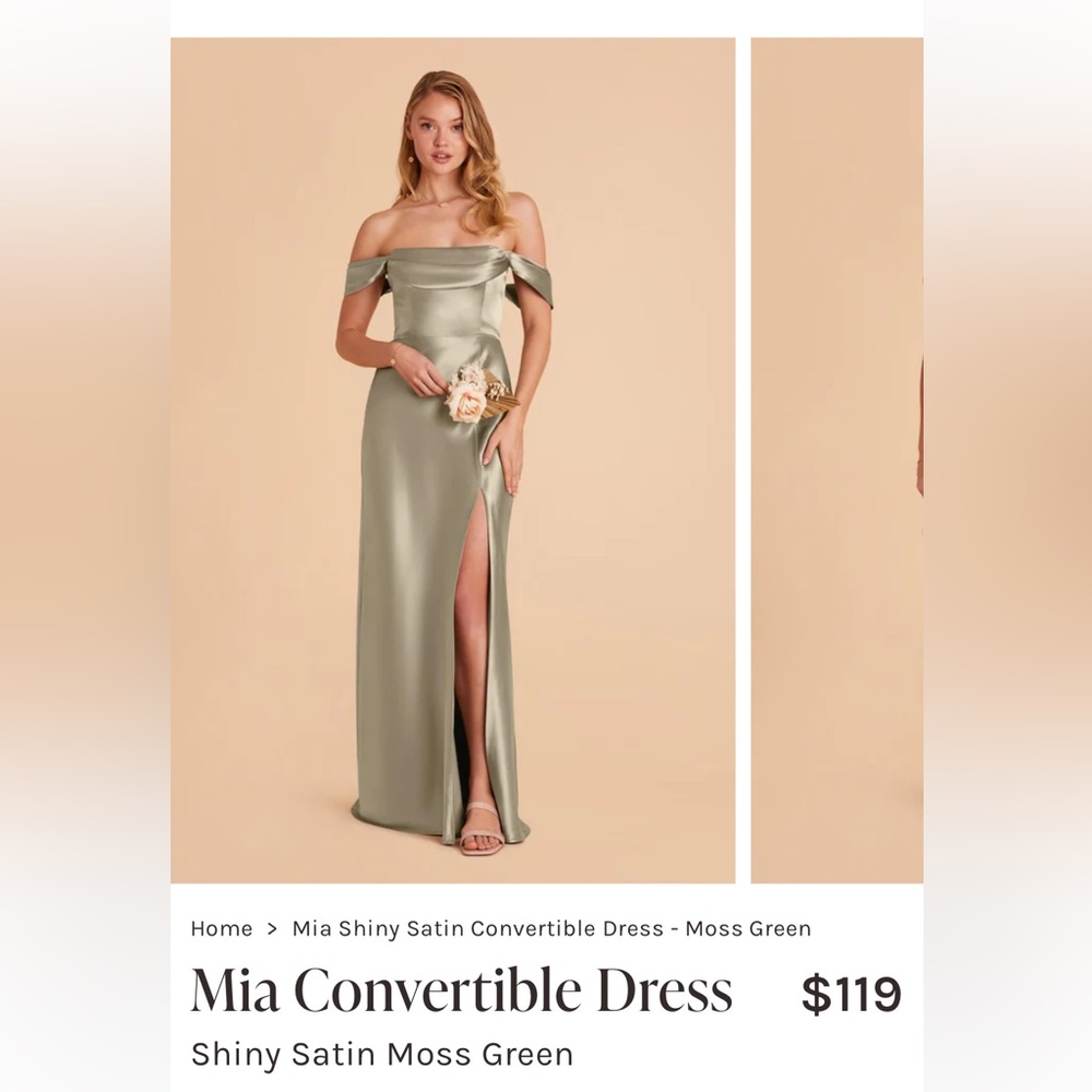 MIA Green Off-the-Shoulder Slit Gown